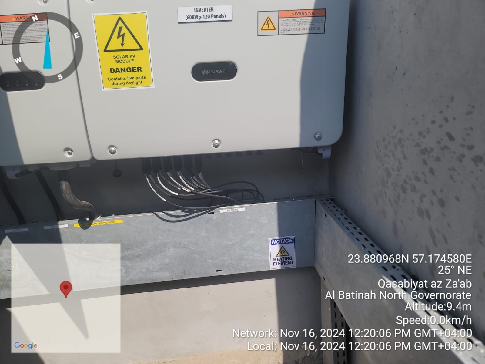 Huawei solar inverter for the 67 kWp farm system